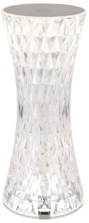 Lampa de masa cu baterii, plastic transparent cu efect de cristal Gixi transparent 8cm