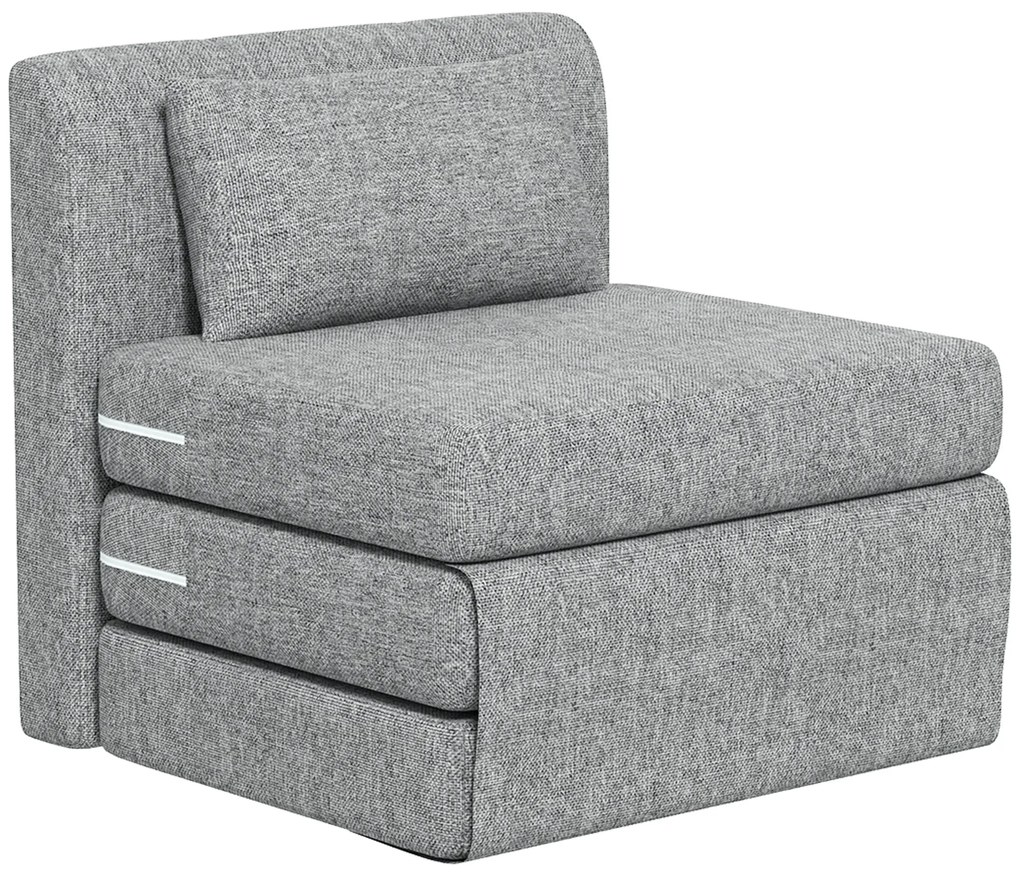 HOMCOM Fotoliu Pat Pliabil cu 3 Secțiuni, 80x75x74 cm, Gri | Aosom Romania