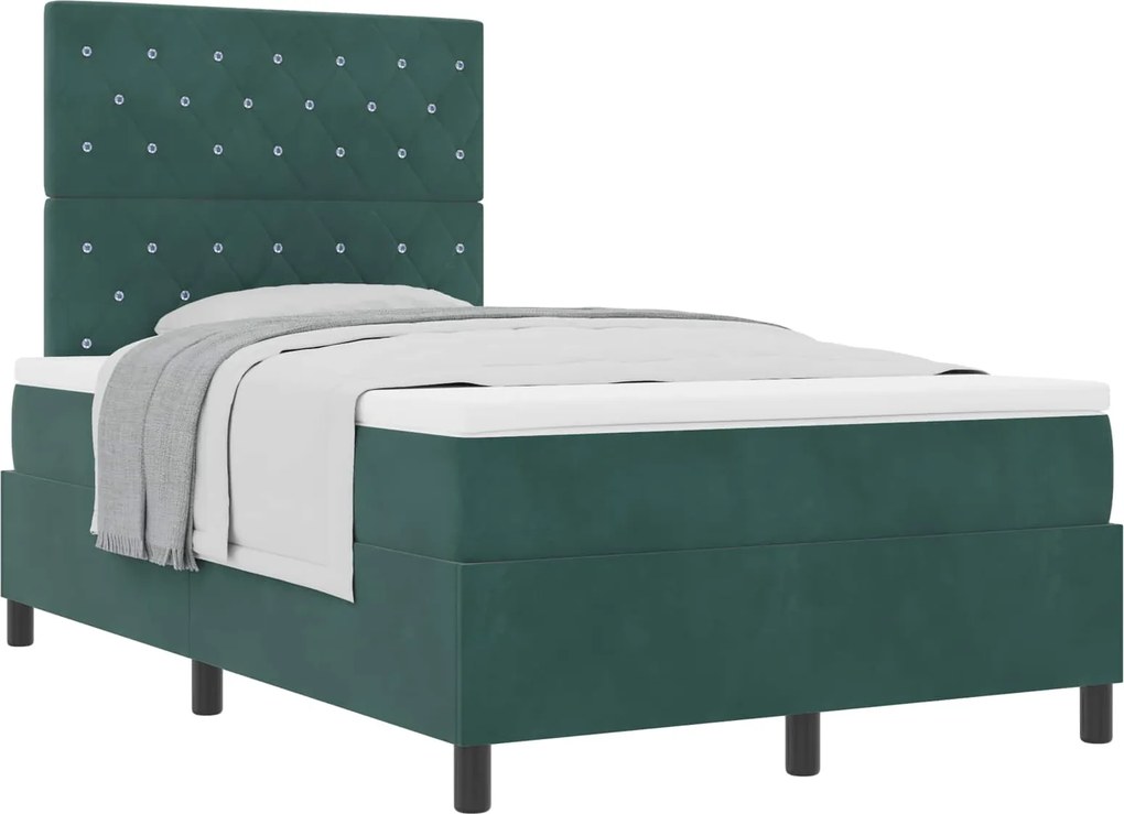 vidaXL Pat cu arcuri cu saltea Verde închis 120 x 200 cm Catifea