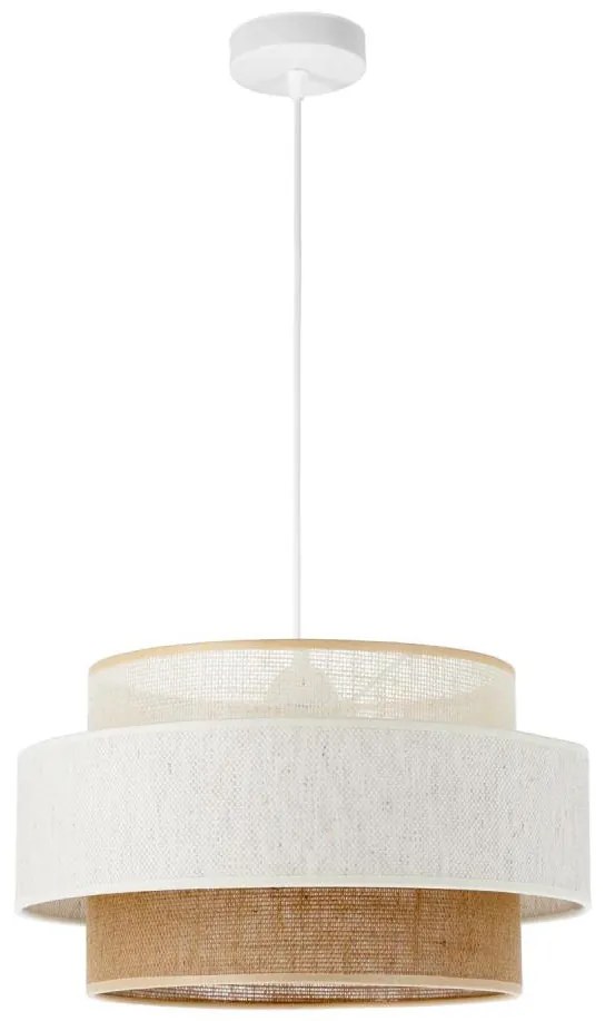 Lustră pe cablu BOHO 1xE27/60W/230V Ø 40 cm alb/iută