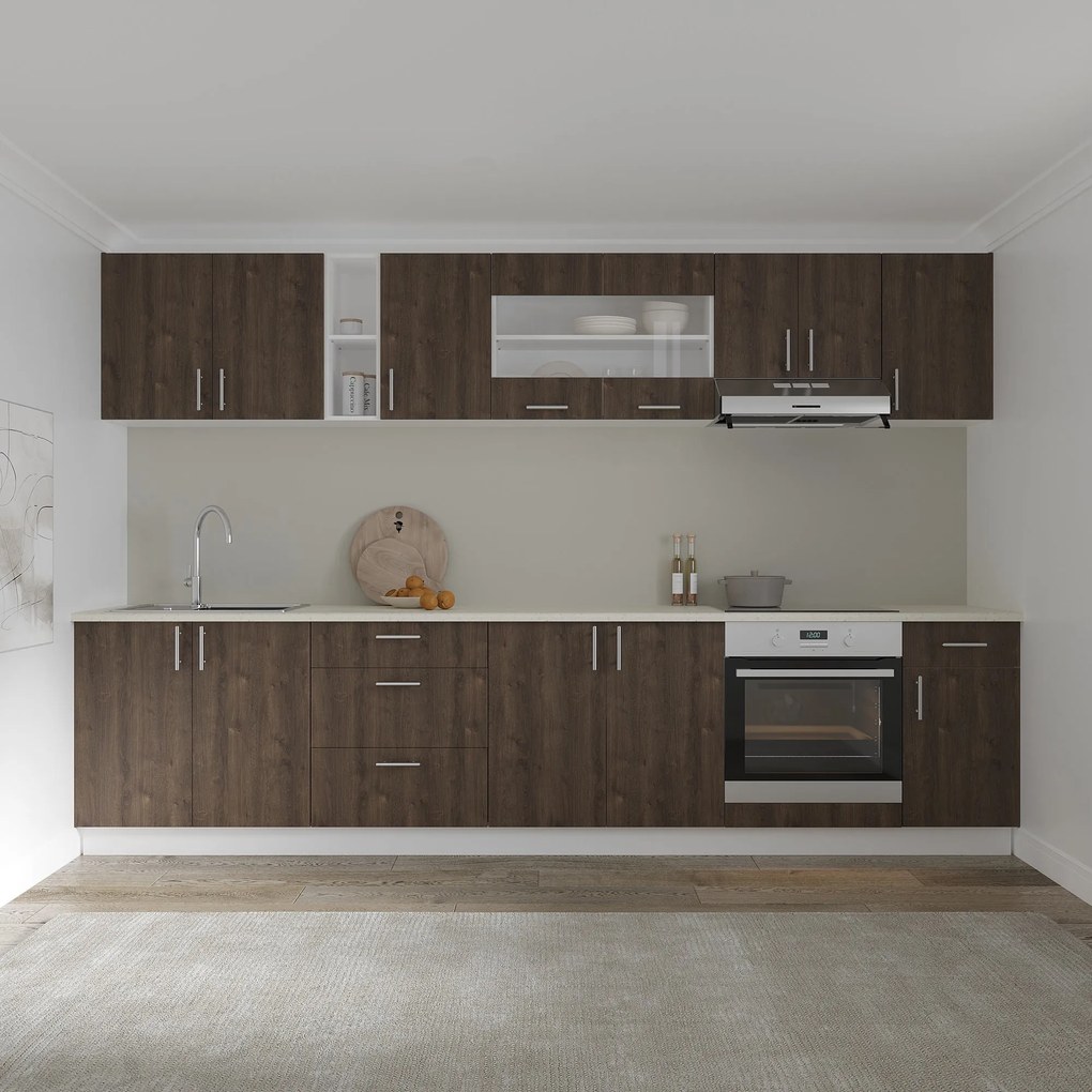 Set haaus V28, Stejar Bronz/Alb, Blat Thermo 28 mm, L 320 cm