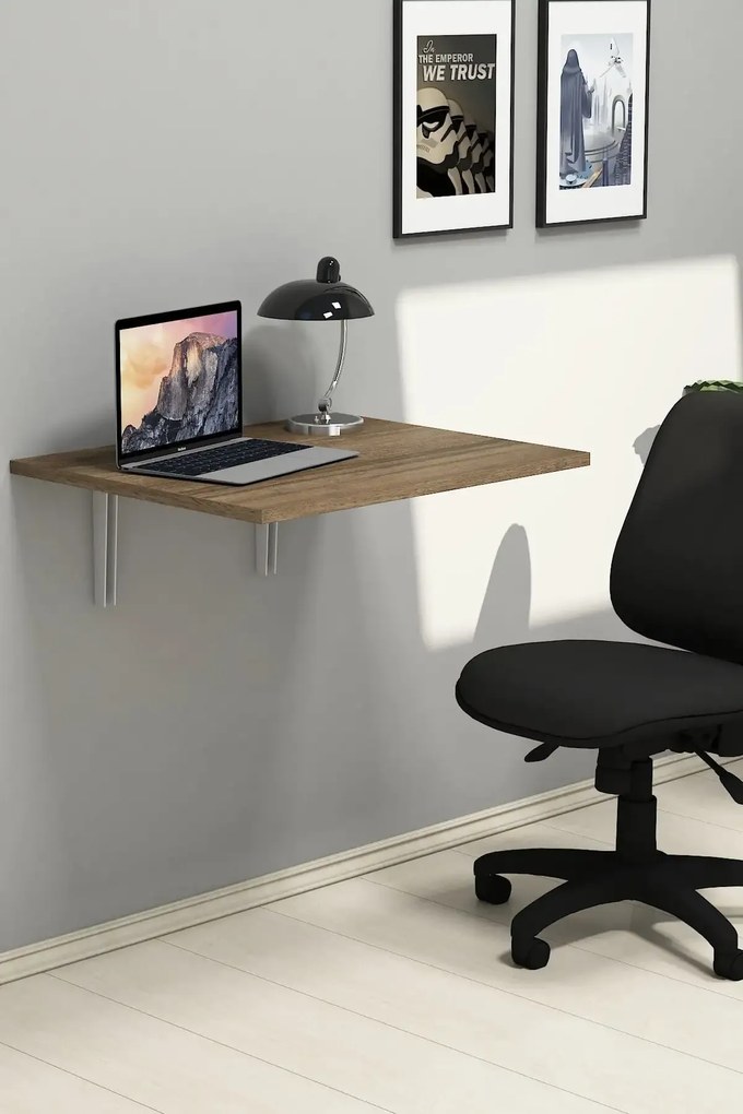 Masa PC rabatabila cu montaj pe perete, Viena Homs, nuc, 50 x 60 x 1.8 cm, PAL