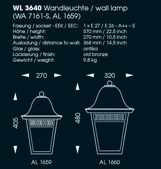 Aplica iluminat exterior din fier forjat, WL 3640