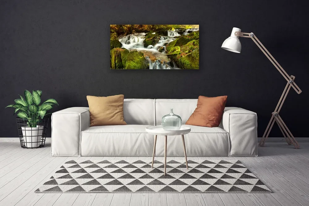 Tablou pe panza canvas Cascada Rocks Natura Alb Verde