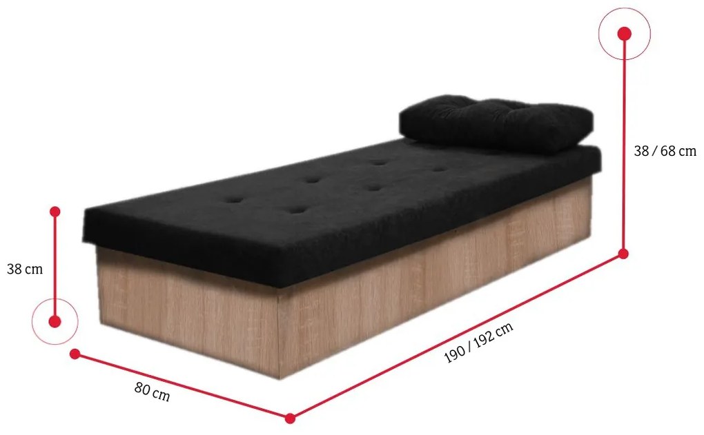 Supermobel Canapea BERTA, 190x80x38, suedine 24/alb