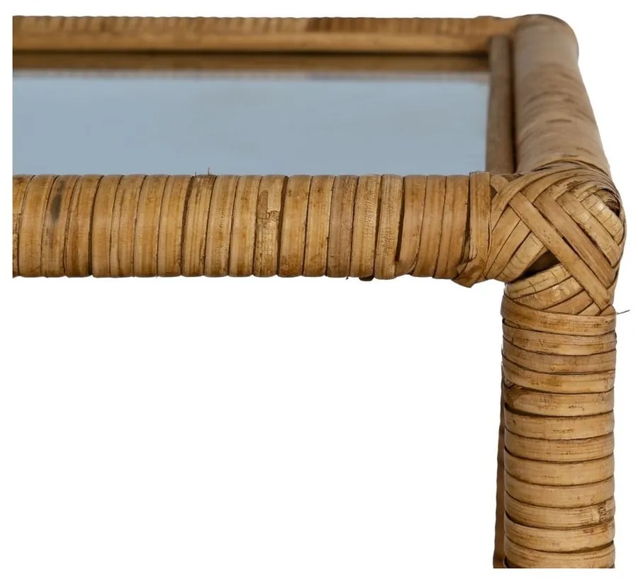 Măsuță de cafea în culoare naturală cu blat din sticlă 40x90 cm – Ixia