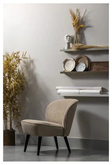 Fotoliu bej cu tapițerie din catifea Sara – WOOOD