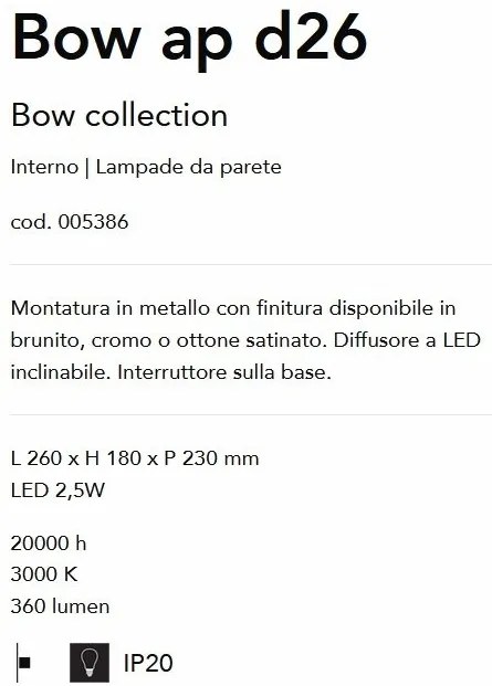 Aplica de perete LED Bow ap d26 crom