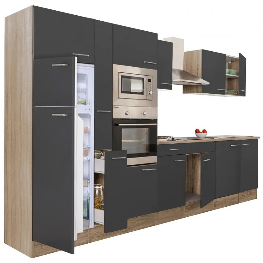 Mobilă de bucătărie Yorki 370, corp din stejar sonoma, cu față antracit satinat