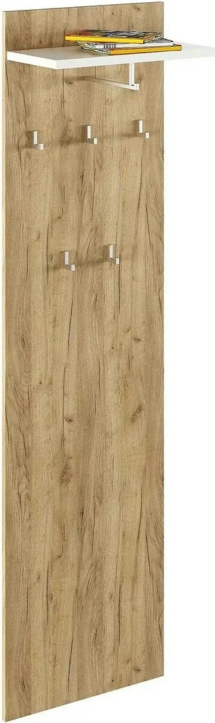 Cuier perete RIOMA TYP 19, stejar artisan/alb, DTD laminat, 50x25x181