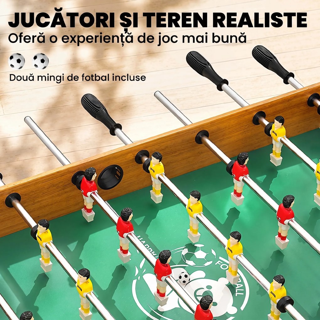 Masa de fotbal pentru adolescenti si copii, mini joc de fotbal de masa compact cu 2 mingi pentru casa, sala de jocuri HOMCOM | Aosom Romania