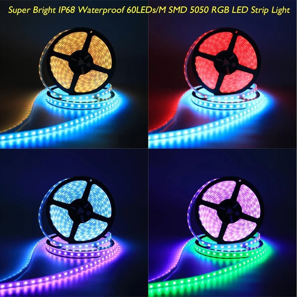 Banda LED RGB Exterior 5m – Iluminare Vibrantă cu 60 LED-uri pe Metru pentru Spații Exterioare