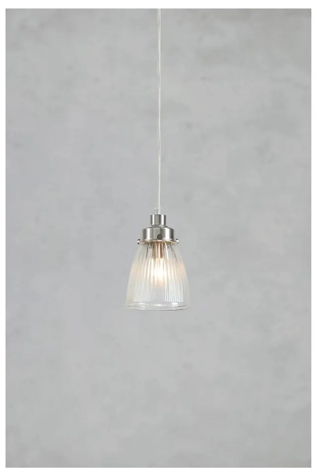 Lustră argintie cu abajur din sticlă ø 11 cm Bellis – Markslöjd