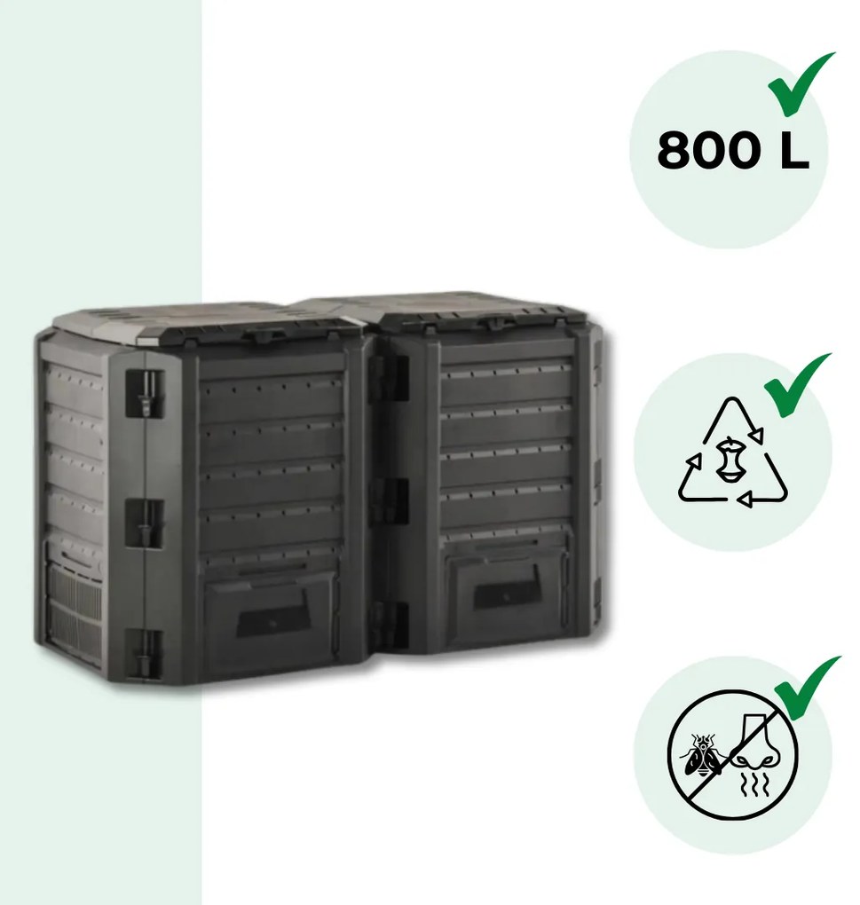 Prosperplast Compostor de grădină - Compogreen 800 l, negru