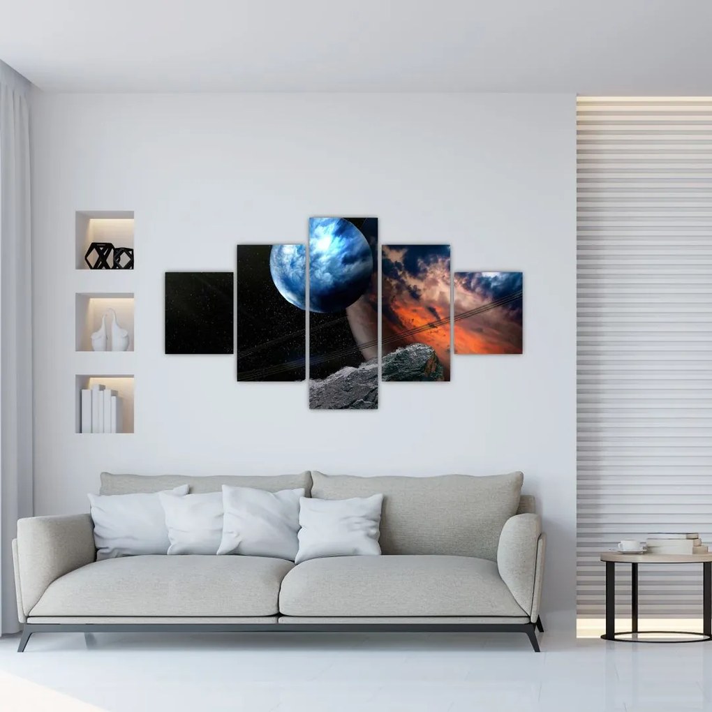 Tablou planetei în cosmos (125x70 cm), în 40 de alte dimensiuni noi