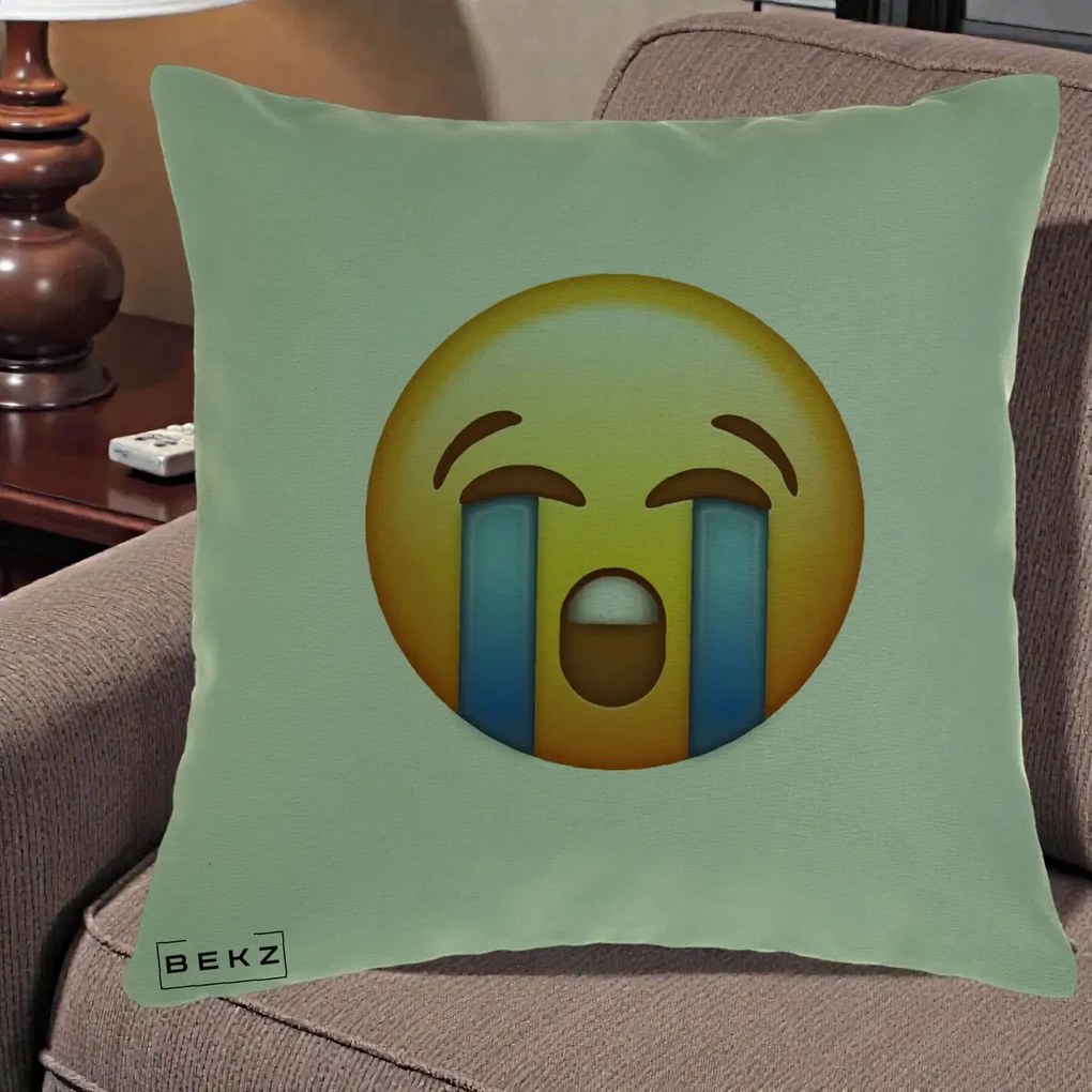 Perna Decorativa Emoji Plange, 40x40 cm, Verde, Husa Detasabila, Perna Inclusa, BEKZ®