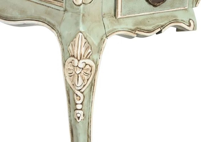 Birou clasic francez, stil Louis XV–XVI, din lemn masiv de mango verde decapé, 133x68x75 cm, Elégance