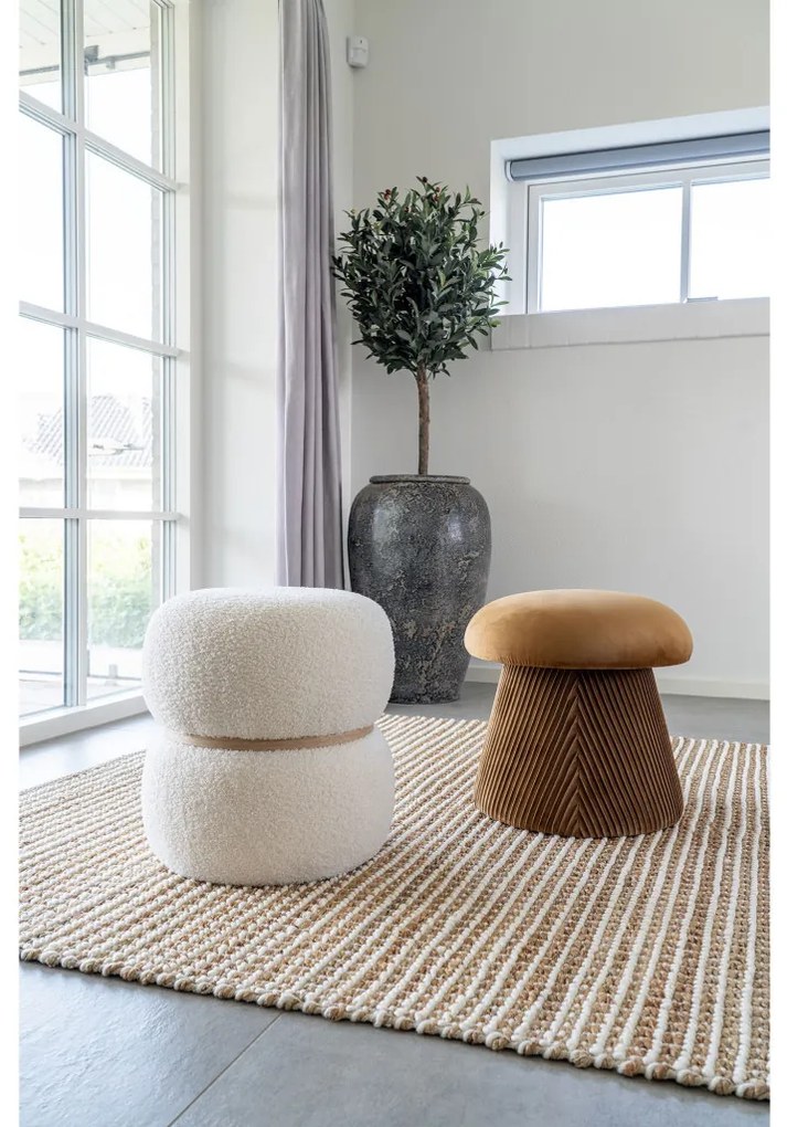 Pouf Hampton Velvet, galben ocru, 41x39 cm