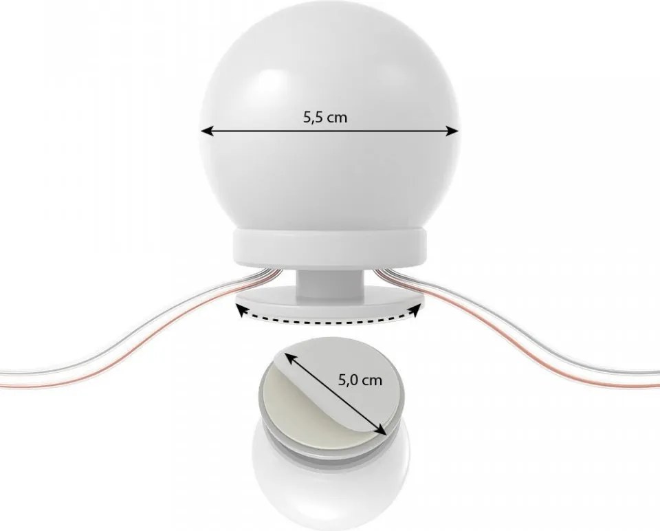 Masuta machiaj cu Oglinda LED si 3 Sertare pentru Cosmetice, Alb, masuta cosmetica, vanity - SEA254