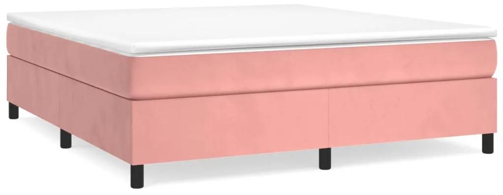 3121131 vidaXL Cadru de pat, roz, 160x200 cm, catifea