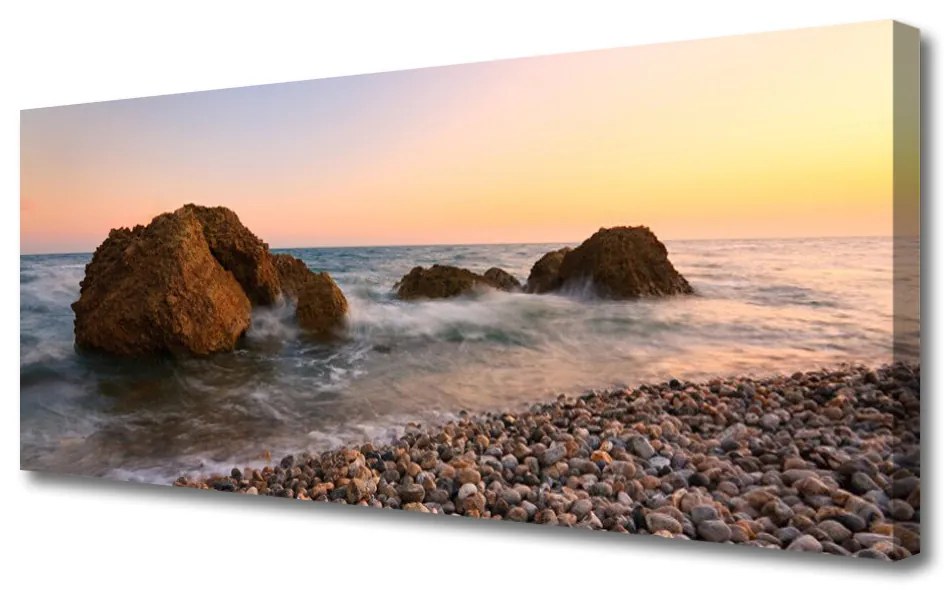 Tablou pe panza canvas Rock pietre Marea Peisaj Maro Gri Albastru