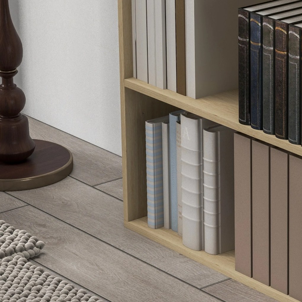 HOMCOM Bibliotecă raft de depozitare cu 2 compartimente și raft reglabil, 60 x 24 x 63 cm, efect lemn natural | Aosom Romania