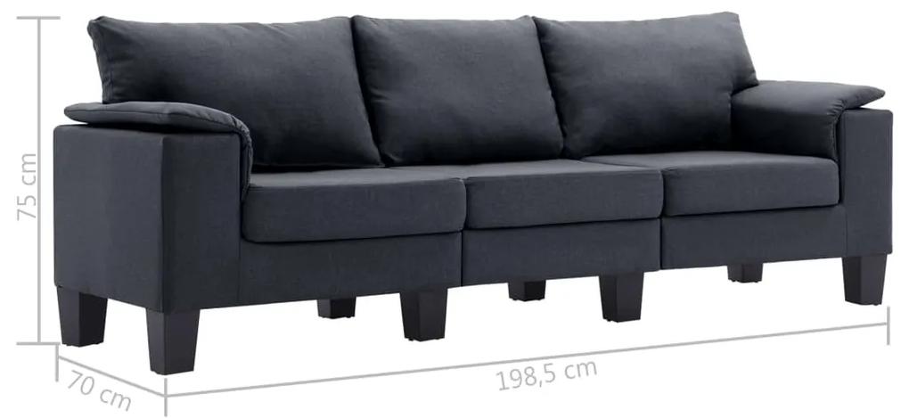 Canapea cu 3 locuri, gri inchis, material textil Gri, Canapea cu 3 locuri