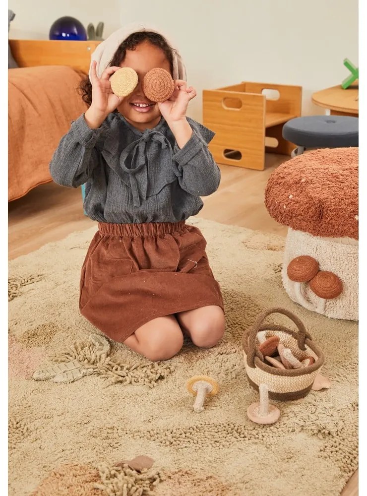 Fotoliu puf pentru copii cărămiziu/crem Boletus – Lorena Canals