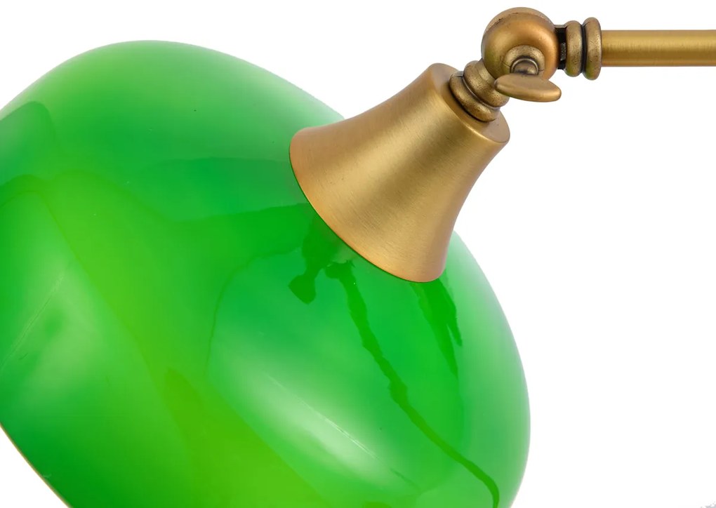 Lampă de masă clasică bronz cu sticlă opal verde - Clerk