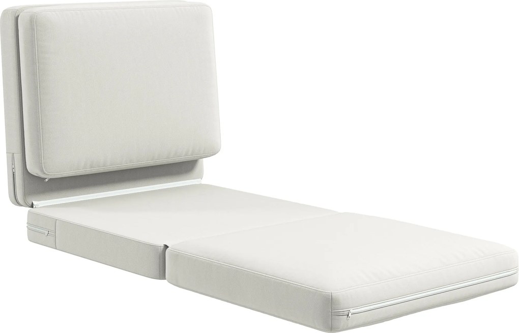 HOMCOM Fotoliu de podea pliabil cu pernă, canapea tapițată convertibilă, living, camera oaspeți, birou, 75 x 268 x 18 cm, alb crem | Aosom Romania