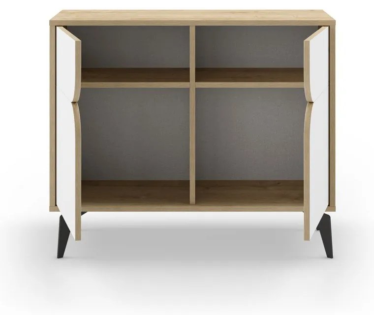 Dulap alb/în culoare naturală cu aspect de lemn de stejar 95x79 cm Nola – Marckeric