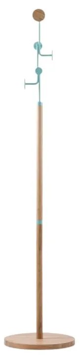 Cuier din lemn masiv de stejar cu detalii albastre Gazzda Hook