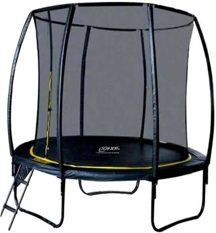 Set trambulina cu plasa si scarita Ookee Jump Carbon, 244 cm