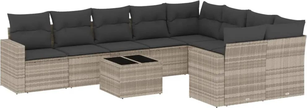 vidaXL Set canapele de grădină cu perne 10 piese gri deschis poliratan