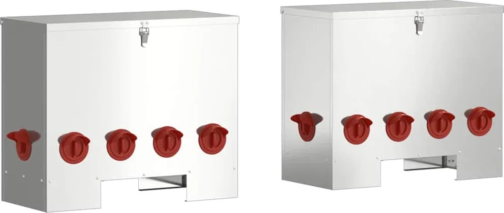 vidaXL Feeder pentru pui 2 pcs Argintiu 60,5 x 29 x 51 cm