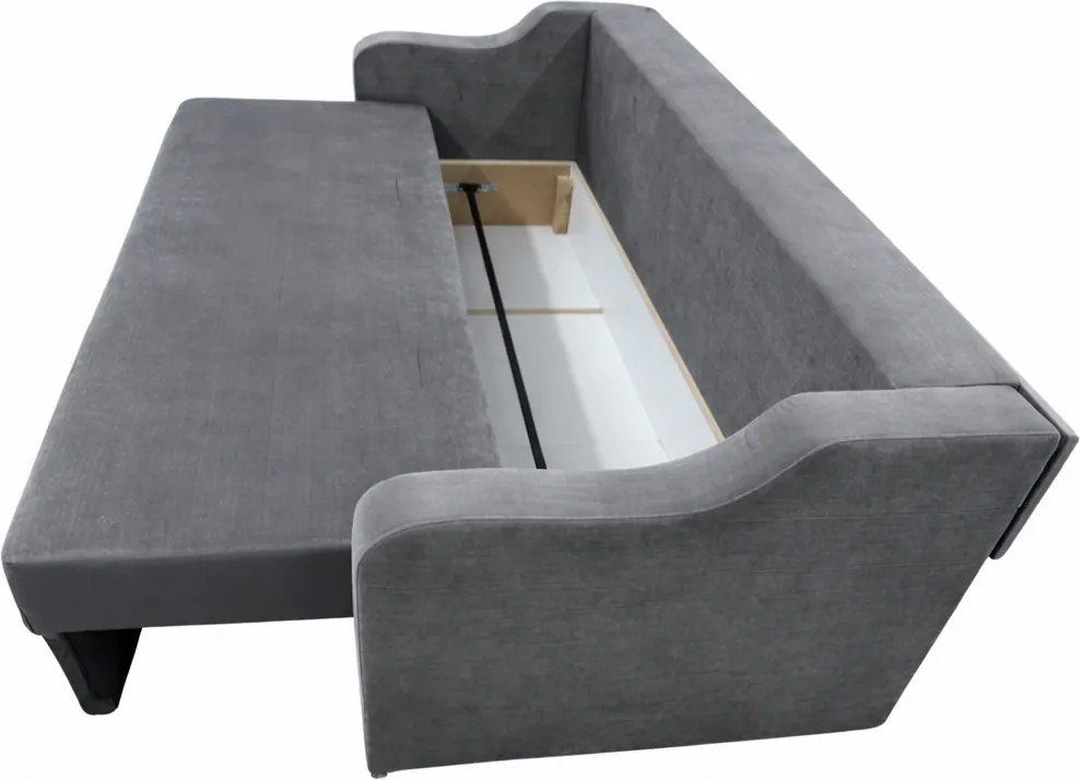 Canapea GIULIA extensibila, 3 locuri, cu lada de depozitare, catifea gri , 220x100x80 Gri