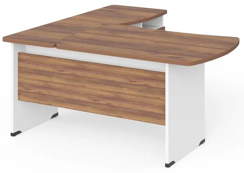 Statie de lucru de colt Manager 160 x 160 cm, dreapta, nuca warmia / alb