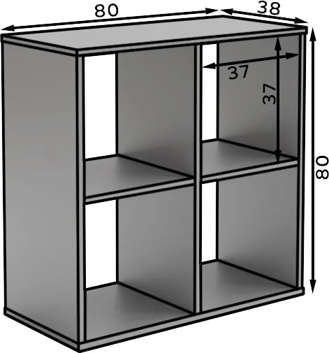 Bibliotecă, 80x80 cm, Lenti, ADRK Furniture (Culoare: Gri)