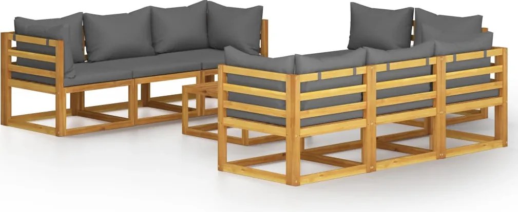 vidaXL Set mobilier grădină cu perne, 9 piese, lemn masiv acacia