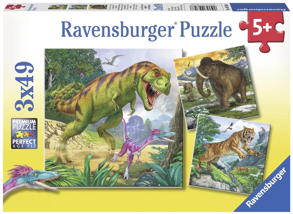 PUZZLE DINOZAURI, 3X49 PIESE - RAVENSBURGER (RVSPC09358)