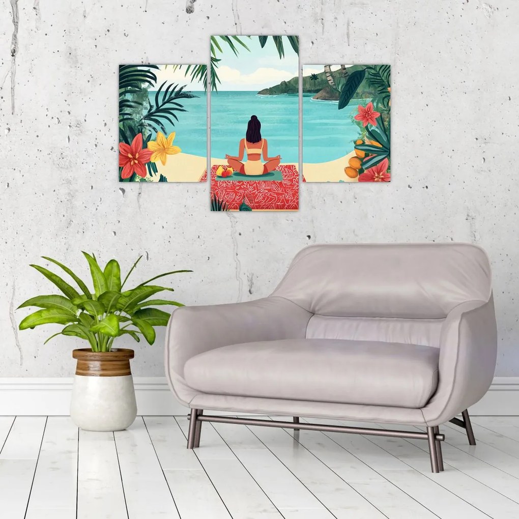 Tablou - Yoghiniță pe plajă (90x60 cm)