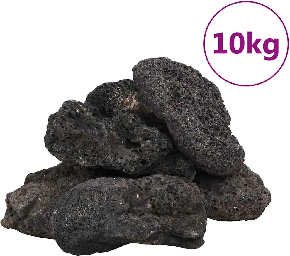 vidaXL Roci vulcanice, 10 kg, negru, 10-30 cm