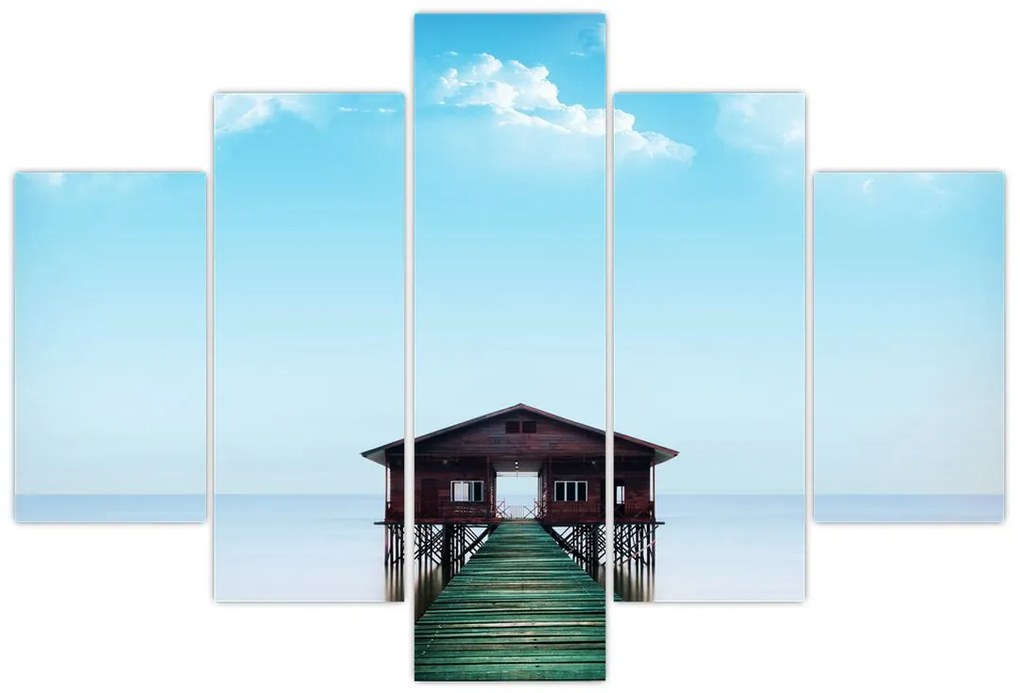 Tablou cu casă pe mare (150x105 cm)