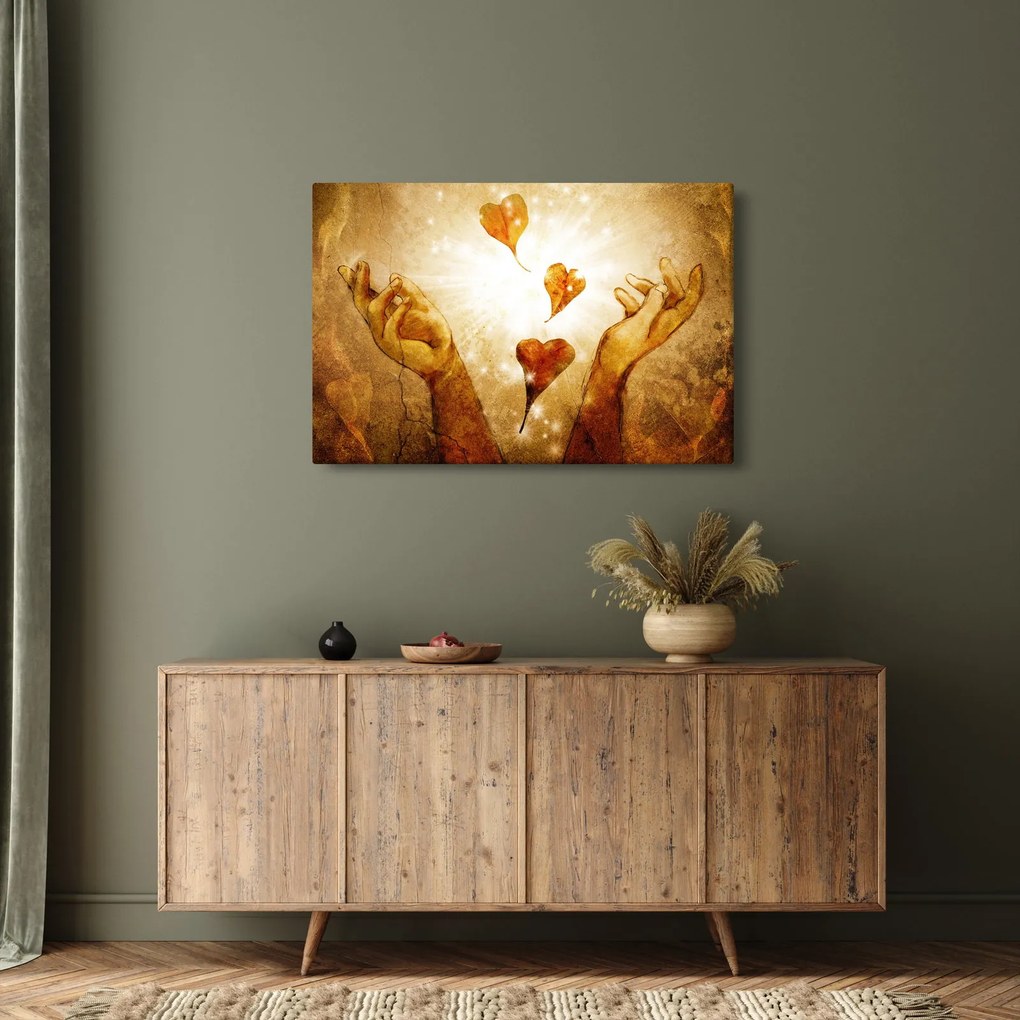 Tablou - pictura mâinilor pline de dragoste (90x60 cm)