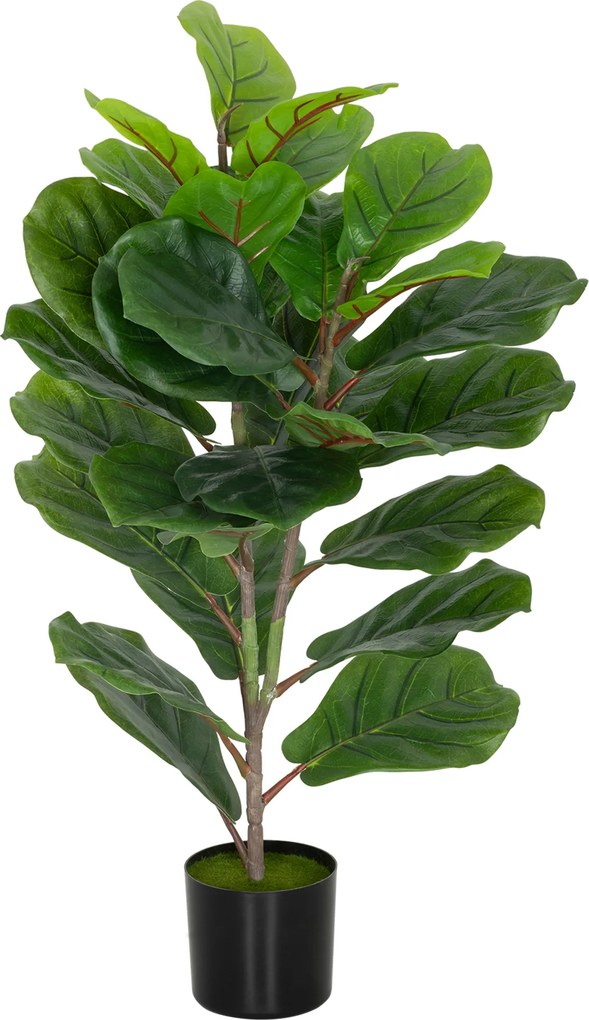 HOMCOM Plantă Artificială Ficus Lyrata Înaltă de 80 cm, Plantă Artificială Realistică pentru Interioare cu Vas, Decorațiune pentru Casă și Birou, Verde | Aosom Romania