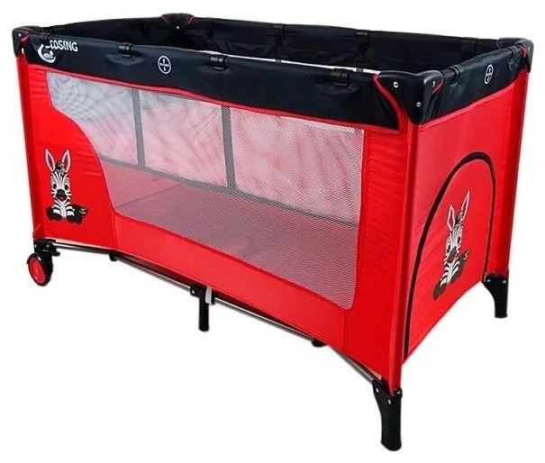 COSING - Pătuț de călătorie cu poziții reglabile ADAM Zebra Roșu