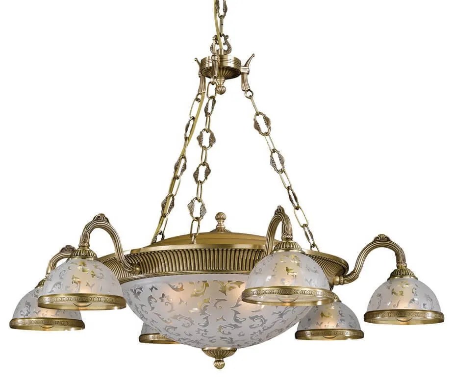 Candelabru design clasic din alama si sticla 6202