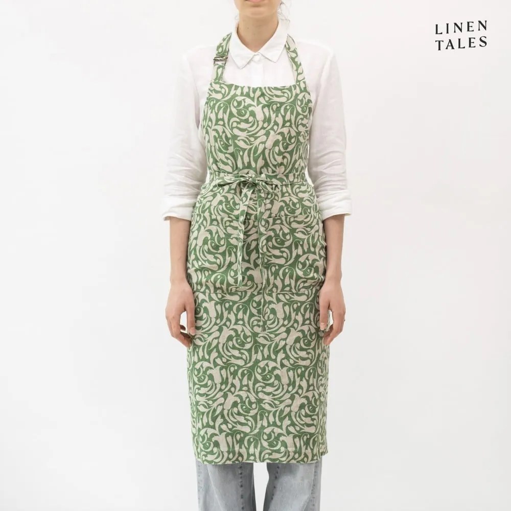 Șorț din in Evergreen Damask – Linen Tales