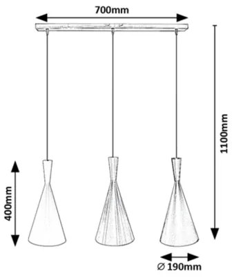 Lustră pe cablu Rabalux 5312 TRINCOLA 3xE27/40W/230V