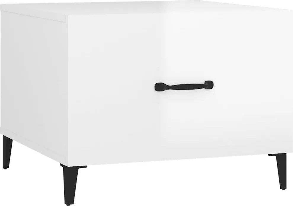 vidaXL Măsuță de cafea picioare metalice alb extralucios 50x50x40 cm